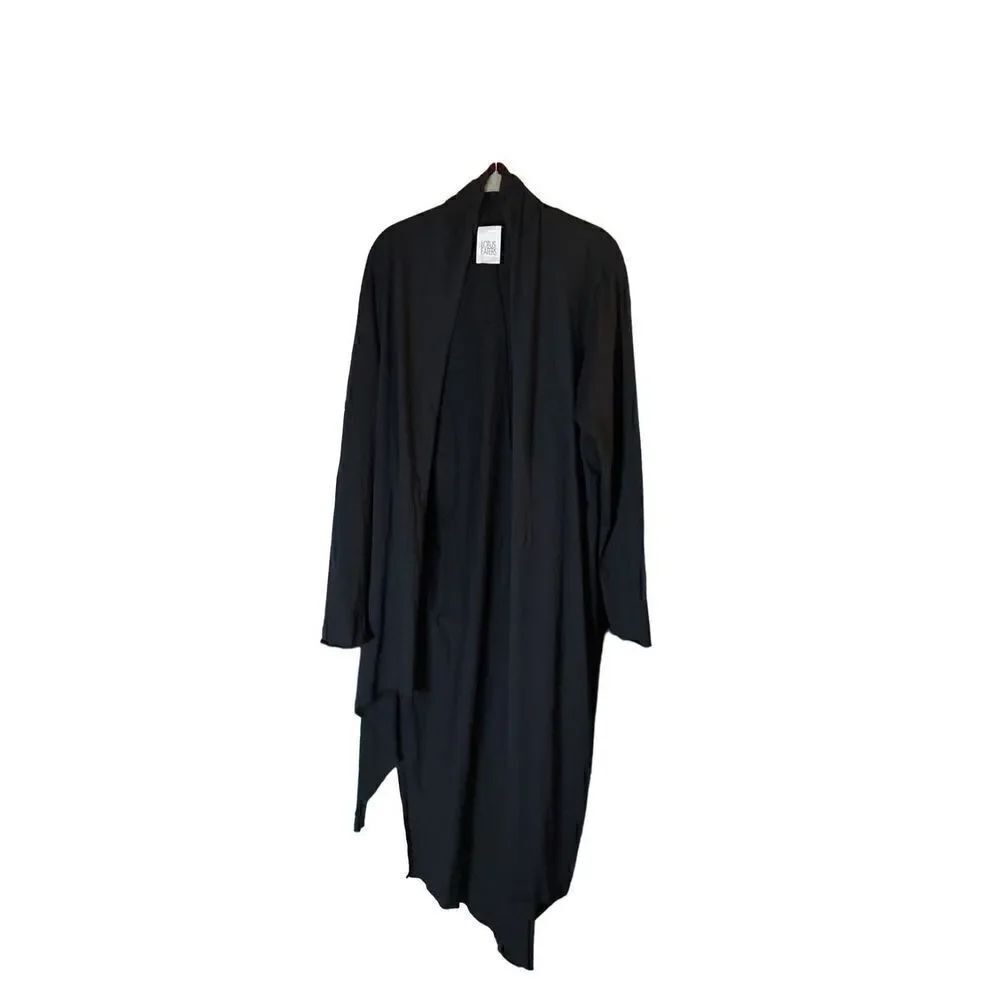 Lotus eaters, black long open front cardigan, size large